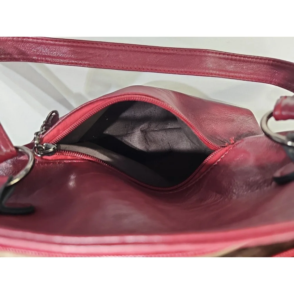 VTG B. Makowsky Genuine Soft Leather Shoulder Burgundy Satchel Handbag EUC